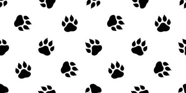 Köpek patisi kusursuz ayak izi taşıyıcısı kutup kedisi evcil hayvan, buldog karikatür eşarbı izole edilmiş duvar kağıdı karo çizim tasarımı