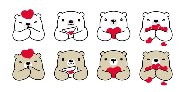 Oso Vector Corazón San Valentín Icono Oso Polar Teddy Logo — Archivo Imágenes Vectoriales