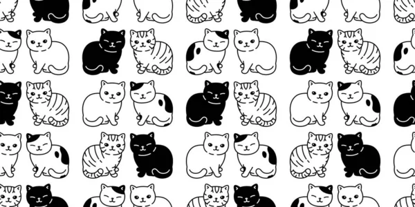 猫のシームレスなパターン子猫ベクトルカリコ品種のスカーフ隔離された繰り返し背景タイル壁紙漫画のドアイラストデザイン — ストックベクタ