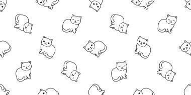 kedi desensiz kedi yavrusu taşıyıcı eşarp izole arka plan fayans duvar kağıdı karikatür çizim beyaz tasarım