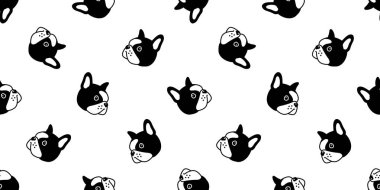 Köpek desensiz Fransız bulldog vektör köpek köpek eşarbı izole edilmiş. Duvar kâğıdı döşeme arka plan karikatür çizim tasarımı.