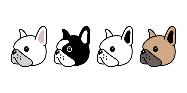 Perro Vector Francés Bulldog Icono Cara Cabeza Mascota Cachorro Dibujos — Vector de stock