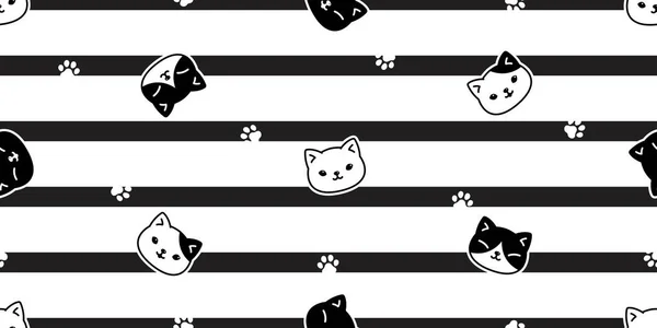 Cat Seamless Pattern Kitten Vector Calico Head Face Paw Stripes — 스톡 벡터