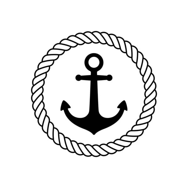 Ancla Vector Icono Cuerda Logotipo Barco Símbolo Pirata Timón Náutico — Archivo Imágenes Vectoriales