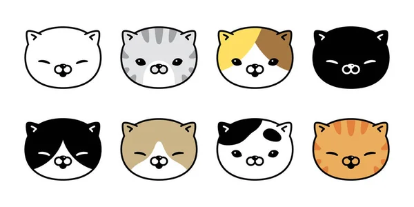 Γάτα Διάνυσμα Εικονίδιο Calico Γατάκι Φυλή Σύμβολο Πρόσωπο Κεφάλι Χαρακτήρα — Διανυσματικό Αρχείο