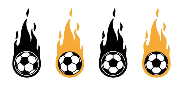 Football Soccer Ball Fire Vector Icon Logo Sport Cartoon Character — Stock Vector