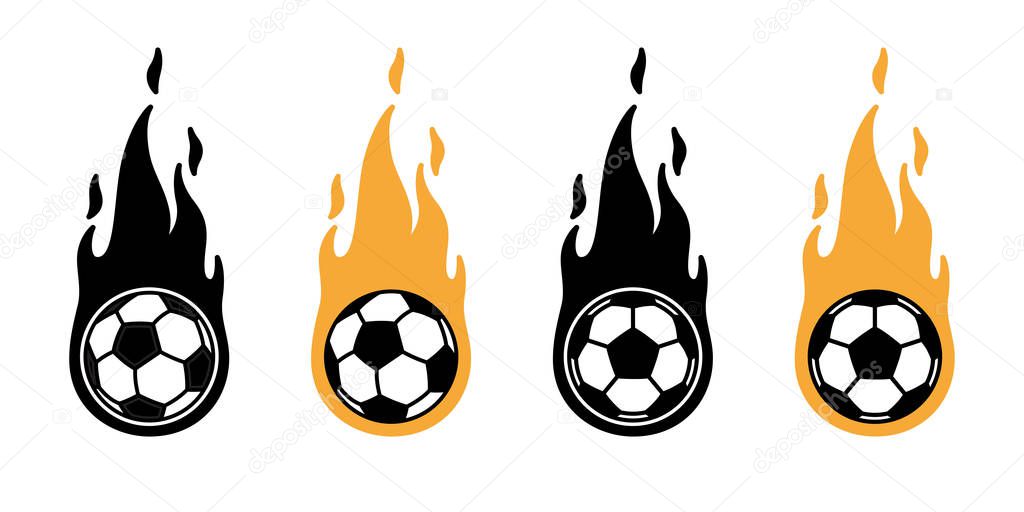 Football soccer ball fire vector icon logo sport cartoon character symbol illustration doodle design