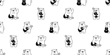 Ayı desensiz kutup gitar vektörü ukulele teddy karikatür eşarbı tekrar duvar kağıdı karo çizim tasarımı