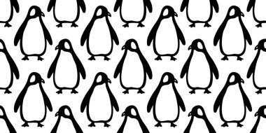 penguen desensiz kuş vektör karikatür eşarbı izole edilmiş fayans arka plan Duvar kağıdı çizim tasarımı tekrarla