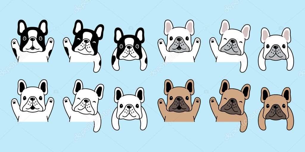 Dog vector french bulldog icon pet puppy cartoon character symbol illustration doodle design