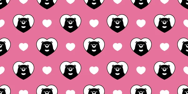 Oso Patrón Sin Costuras Corazón San Valentín Vector Polar Oso — Archivo Imágenes Vectoriales