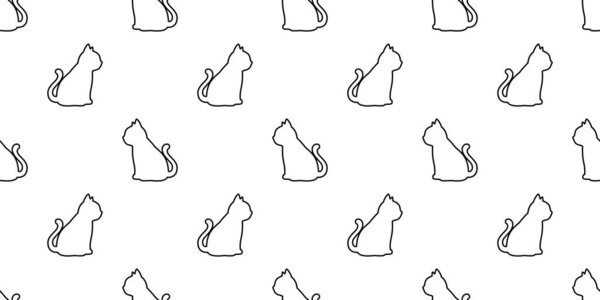 cat seamless pattern kitten vector calico pet animal scarf isolated repeat background cartoon tile wallpaper doodle illustration white design