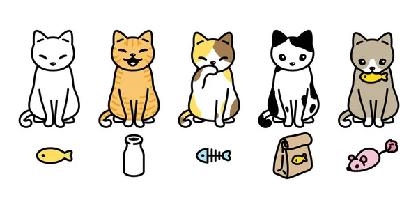 Katze Vektor Kätzchen Calico Icon Logo Spielzeug Symbol Charakter Cartoon — Stockvektor