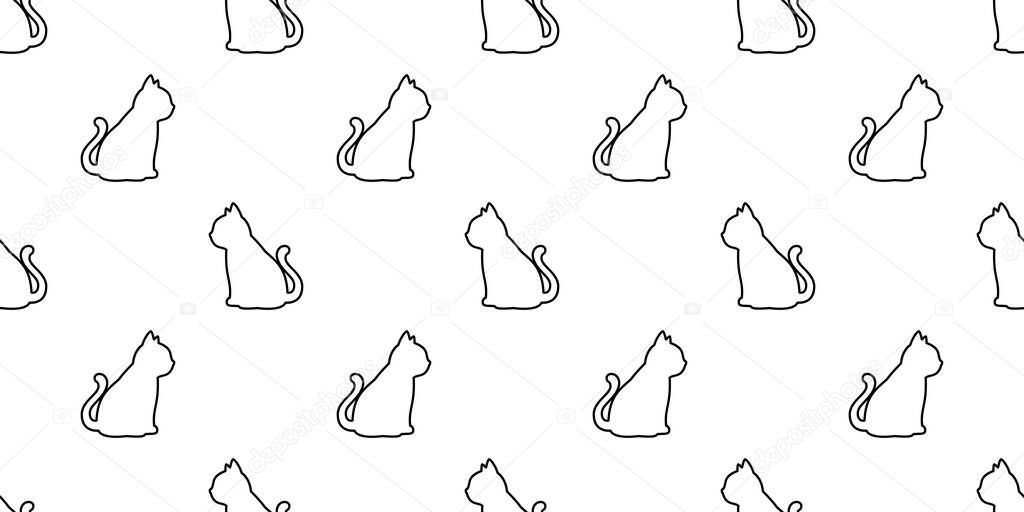 cat seamless pattern kitten vector calico pet animal scarf isolated repeat background cartoon tile wallpaper doodle illustration white design