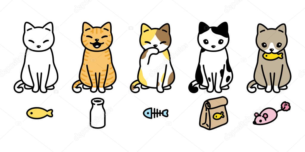 cat vector kitten calico icon logo toy symbol character cartoon doodle illustration design