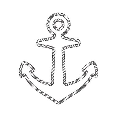 Anchor vektör simgesi logo halat kement korsan miğferi denizcilik basit çizim grafik karalama tasarımı