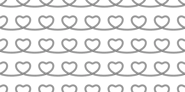 Coração Sem Costura Padrão Valentine Vetor Corda Laço Cartoon Cachecol — Vetor de Stock
