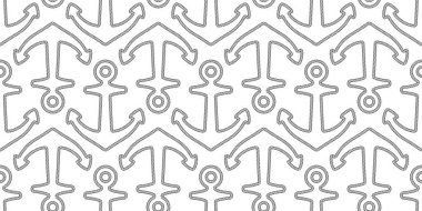 Çapasız desenli ip kement vektör tekne korsan dümen denizcilik okyanusu duvar kâğıdı eşarbı izole edilmiş karo arkaplan çizimi beyaz çizgi tasarımı