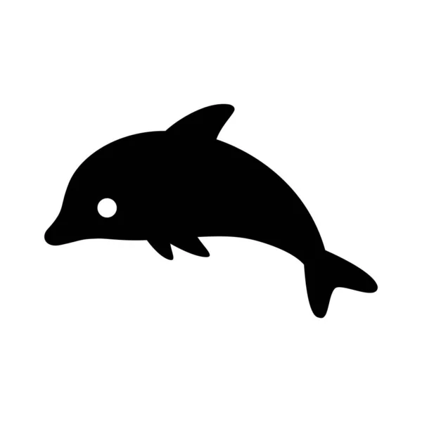 Yunus Balığı Balık Ikonu Köpek Balığı Logosu Sembolü Çizgi Film — Stok Vektör