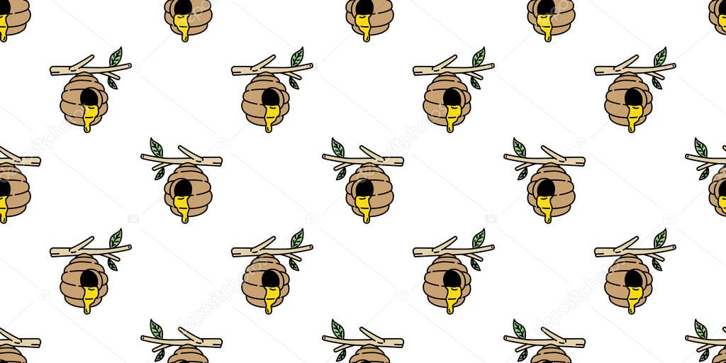 Honey bee seamless pattern vector bear polar jam scarf isolated cartoon repeat background tile wallpaper textile illustration doodle design