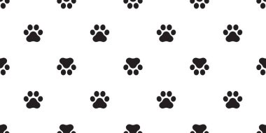 Köpek patisi kusursuz kedi ayak izi Fransız buldog vektör karikatür ikonu Duvar kağıdı eşarbı izole edilmiş karo karalama tasarımı