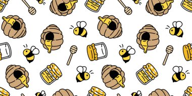honey bee seamless pattern vector bear polar jam cartoon scarf isolated repeat background tile wallpaper illustration textile doodle design clipart
