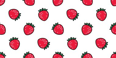 Çilek desensiz vektör meyve karikatür eşarbı tecrit edilmiş arka plan kiremit duvar kâğıdı çizim karalama tasarımı