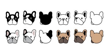 köpek vektörü fransız buldog simgesi baş çizgi film karakteri karalama çizimi tasarımı