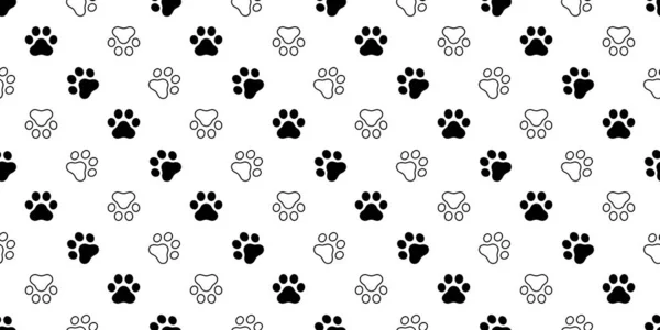 Dog Paw Seamless Pattern Cat Footprint French Bulldog Vector Cartoon — Stock Vector