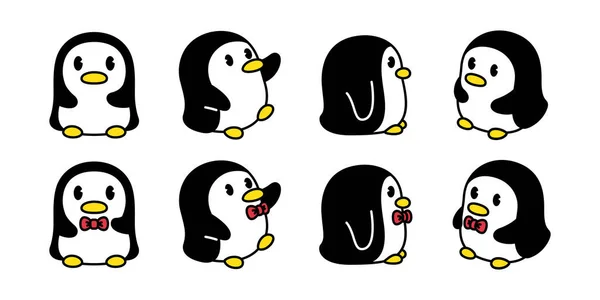Пінгвін Вектор Іконка Птаха Логотип Мультфільм Лук Краватка Ілюстрація Символ — стоковий вектор