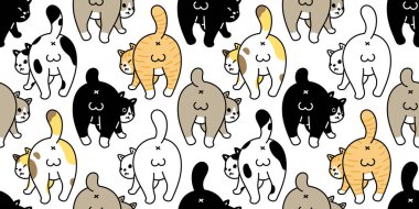 Kedi pürüzsüz desenli kedi yavrusu. Yavru karo hayvan eşarbı. Arka plan karikatür karikatür duvar kağıdı çizimi tasarımı.