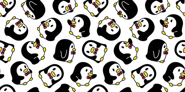 ペンギンシームレスパターン鳥弓ネクタイベクトル漫画スカーフ隔離されたタイルの背景の繰り返し壁紙イラストドアのデザイン — ストックベクタ