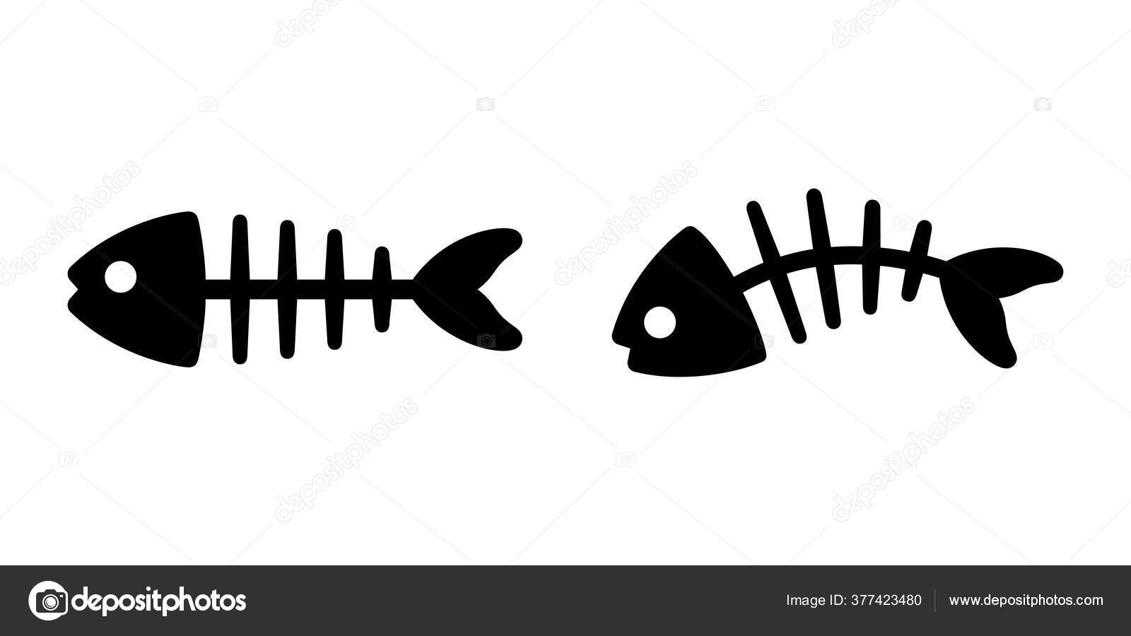 Ikan Vektor Tulang Ikan Ikon Ikan Tuna Kartun Simbol Corat Stok Vektor CNuisin 377423480