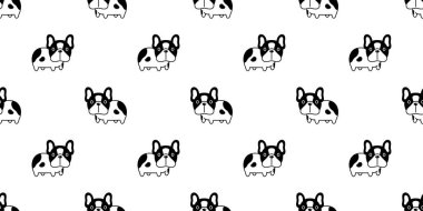 Köpek desensiz Fransız bulldog vektörü Duvar kâğıdı eşarbı izole edilmiş fayans karikatür yavru köpek karalama çizimi tasarımı