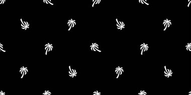 Palmiye ağacının pürüzsüz desenli Hindistan cevizi ağacı vektör adası tropikal okyanus plajı yaz eşarbı karikatür karo arka planı tekrar duvar kâğıdı çizimi siyah tasarım
