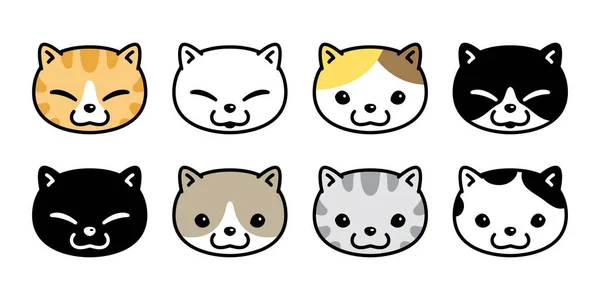 猫のベクトルアイコンカリコ子猫の品種のペットのロゴシンボル顔頭のキャラクター漫画のドアイラストデザイン — ストックベクタ