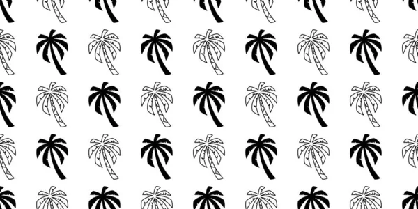Palm Träd Sömlös Mönster Kokos Träd Vektor Tropisk Ocean Strand — Stock vektor