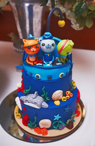 바다 생활 개념 생일 케이크 — 스톡 사진
