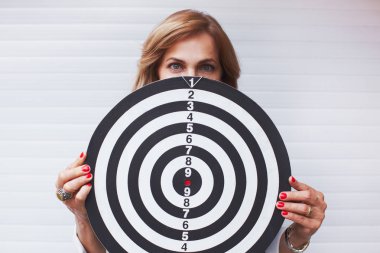 Woman with target motivation leadership concept clipart