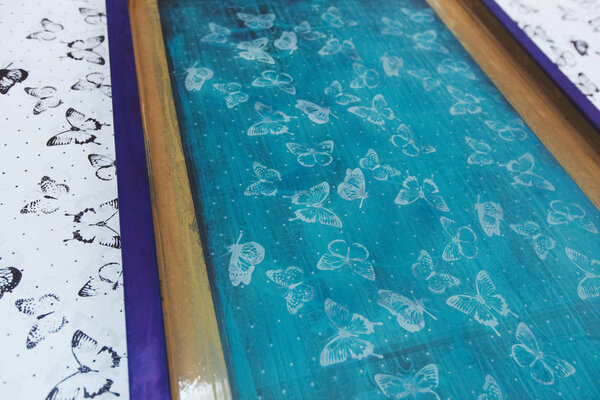 Textile factory equipment - stencils with patterns for printing on cloths