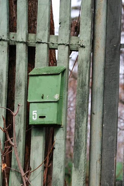 Old post box on willage house — Stock Photo, Image