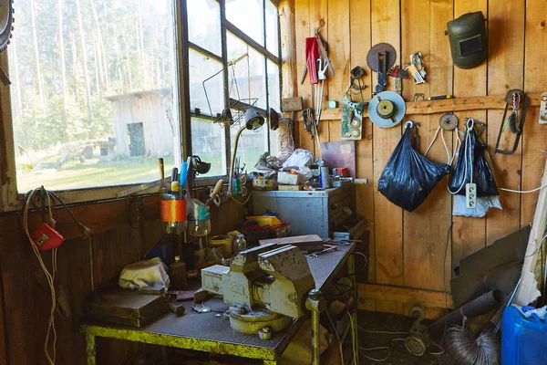 Workshop fészer, garázs, toold, javítás, és atv belül — Stock Fotó