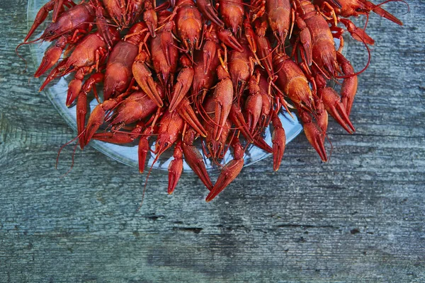 Cangrejo cocinado y servido sobre fondo de madera — Foto de Stock