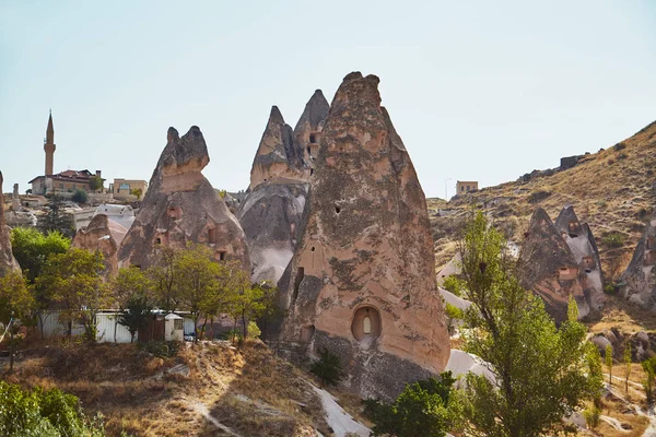 Vistas de las casas cueva volcánicas del kanyon de Capadocia en Turquía — Foto de Stock