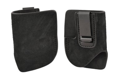 Silah olmadan bir taktik deri tabanca kılıfı. İzole