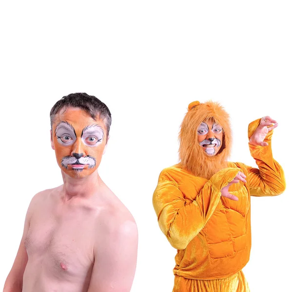 İzole iki resim kolaj: gülen, yakın çekim portre bir