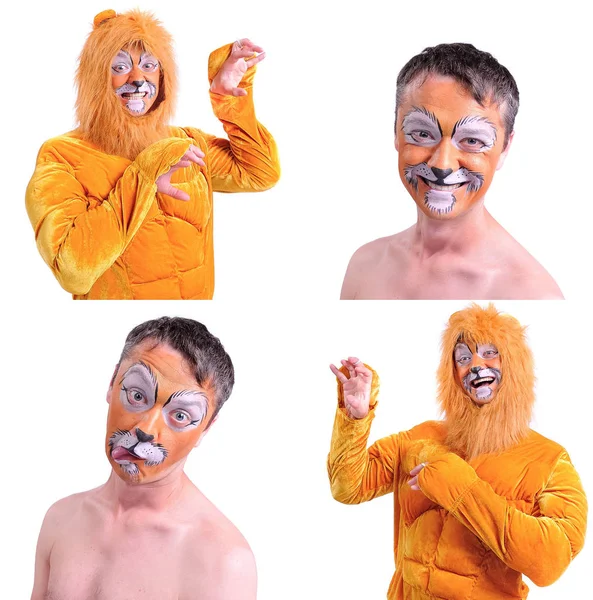 İzole edilmiş dört resmin kolajı: gülümsemenin yakın plan portresi 