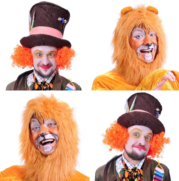 İzole edilmiş dört resmin kolajı: gülümsemenin yakın plan portresi 