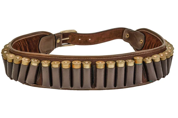 Hunter rifle ammo ammunition belt and bandolier, cartridges insi — Stock Photo, Image