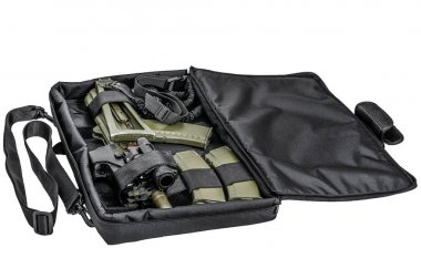Bag for concealed carry of submachine gun. Isolated clipart